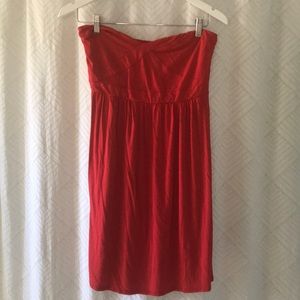 Sweetheart strapless sun dress coral/red. Large
